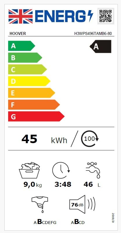 Freestanding Front Load Washing Machine – 9kg, 1400 RPM, 60 Programs, WiFi Connected, Inverter Motor, White/Black Door, Energy Class A