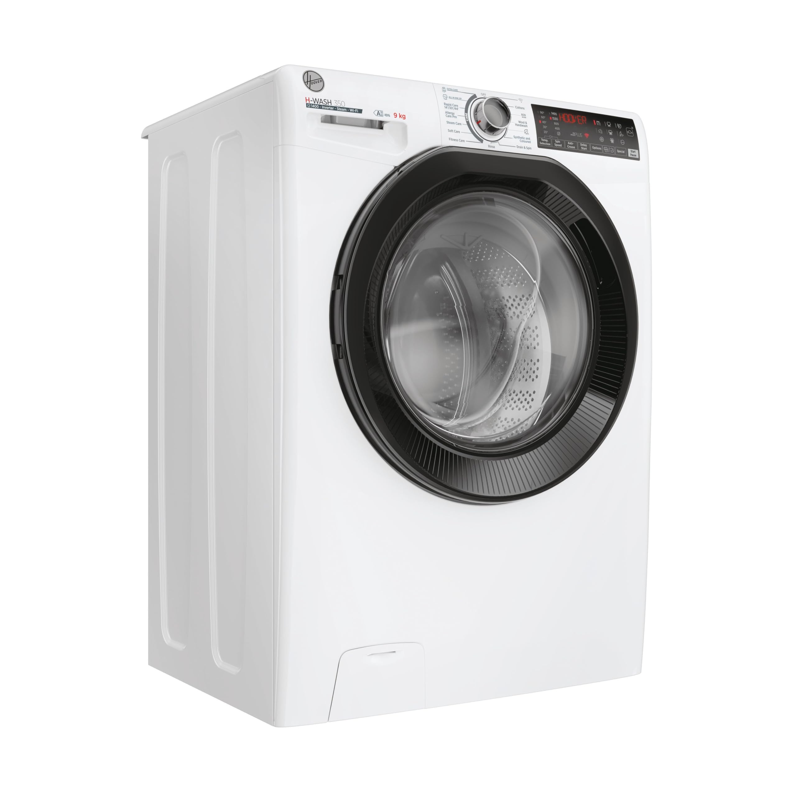 Freestanding Front Load Washing Machine – 9kg, 1400 RPM, 60 Programs, WiFi Connected, Inverter Motor, White/Black Door, Energy Class A