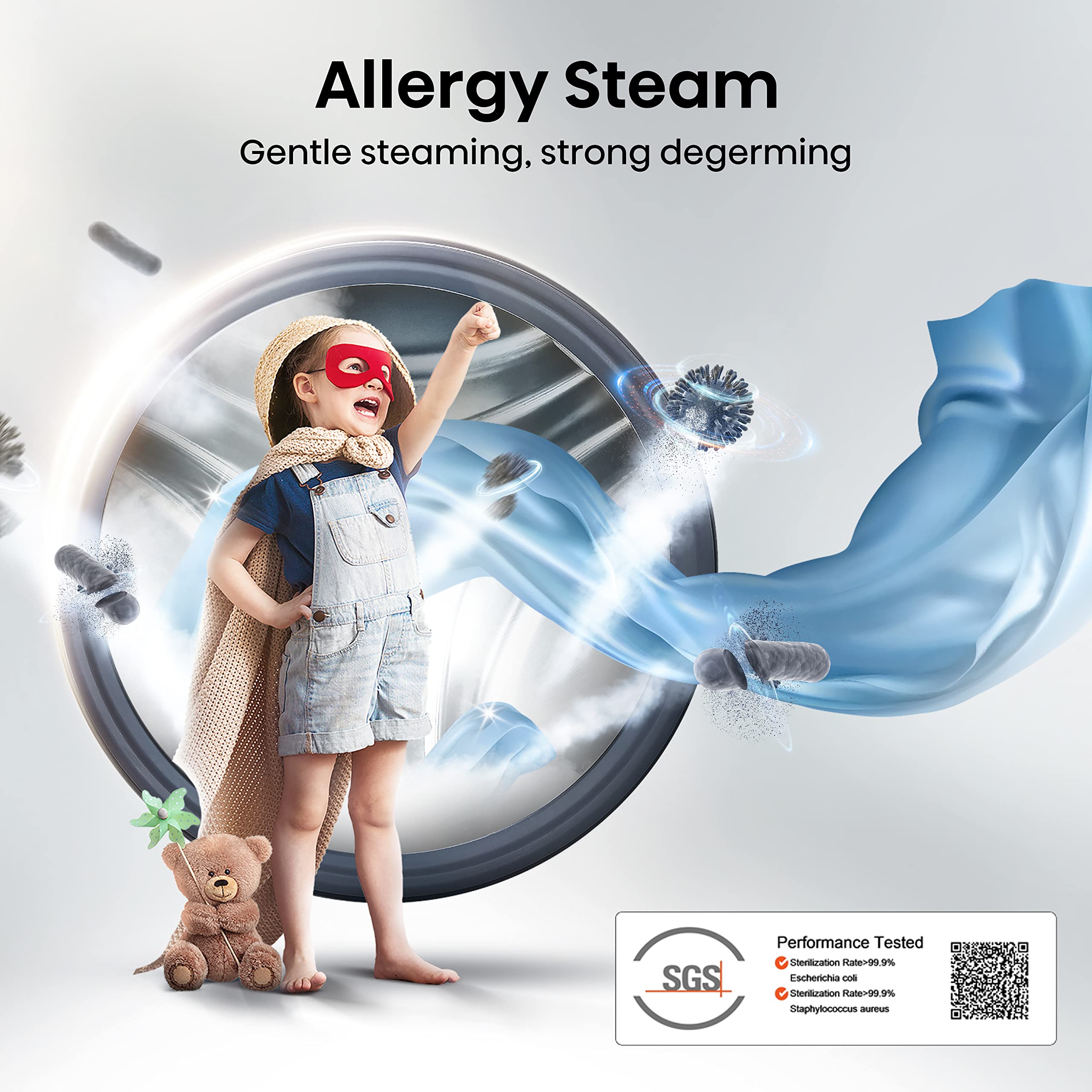 Freestanding Front Load Washing Machine – 10kg, 1400 RPM, Inverter Motor, Quick Wash, Steam Wash, White, Energy Class A