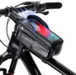 Waterproof Bicycle Handlebar Bag with Sensitive Touch Screen Phone Holder - Universal Top Tube Frame Pouch for Mobile Devices up to 6.8 Inches