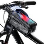 Waterproof Bicycle Handlebar Bag with Sensitive Touch Screen Phone Holder - Universal Top Tube Frame Pouch for Mobile Devices up to 6.8 Inches