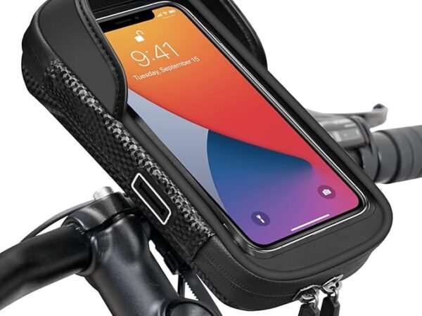 Waterproof Universal Bike & Motorcycle Phone Mount - 360° Rotating Hard Shell Handlebar Bag with Sensitive Touch Screen for Devices up to 7 Inches
